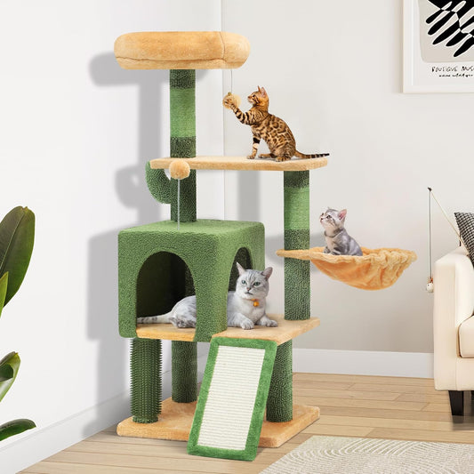 YITAHOME 44.5in Tall Cactus Cat Tree Tower for Indoor Cats
