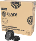 CIAO! 10-24 oz (90mm) Coffee Cup Sipper Black Dome Lid - No Leak