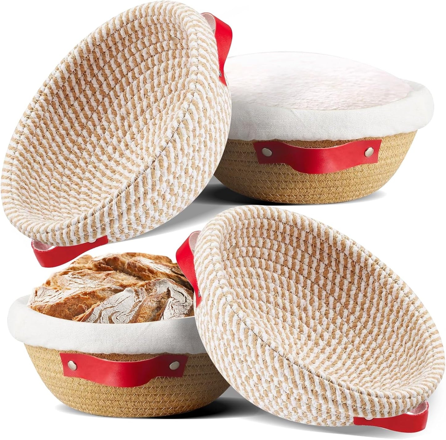 9 Inch Round Cotton Rope Banneton Bread Proofing Basket Set