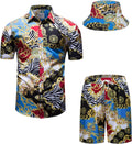 Mens Luxury Outfit Set Black Gold Baroque Tracksuit with Hat