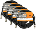 Gearlux DMX Cable 3-Pin Male to Female, 50 ft 4-Pack - Durable Stage