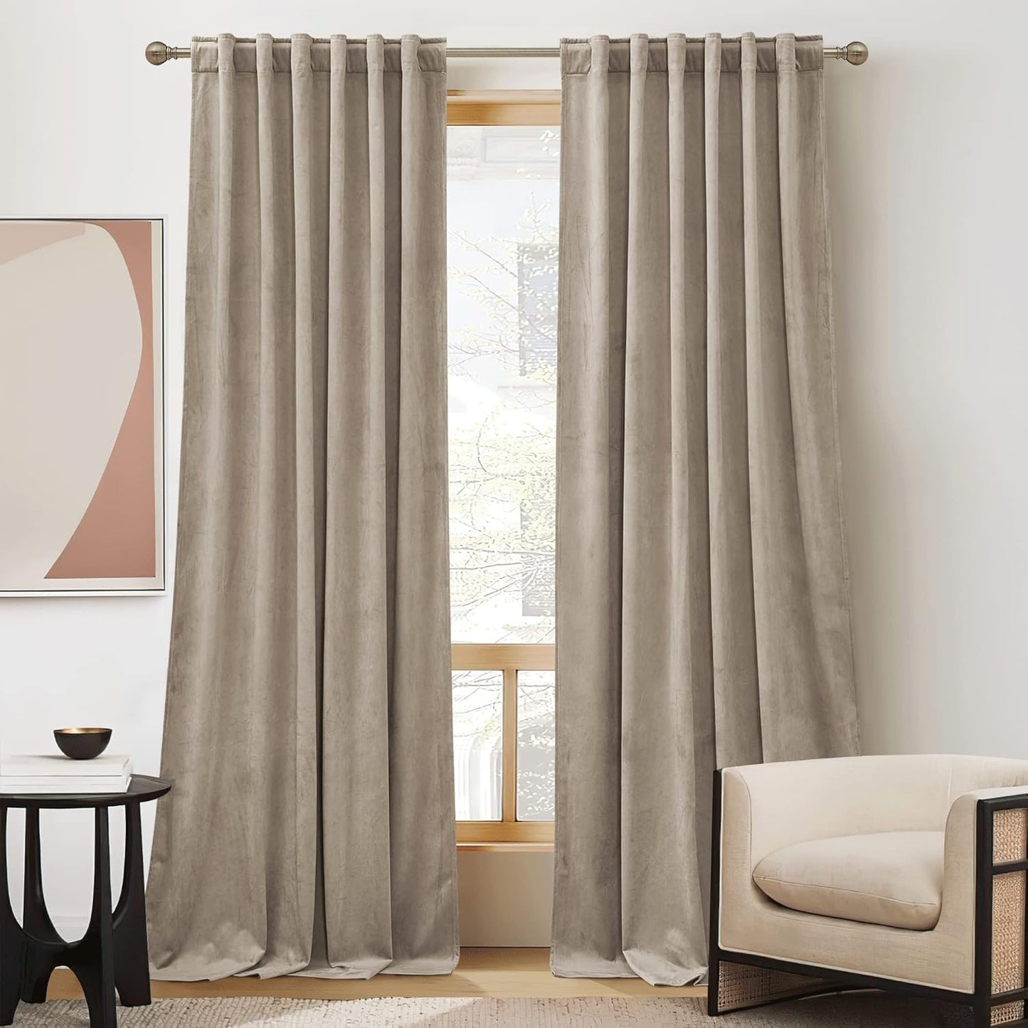 RYB Home Farmhouse Curtains Elegant Velvet Room Darkening Shades