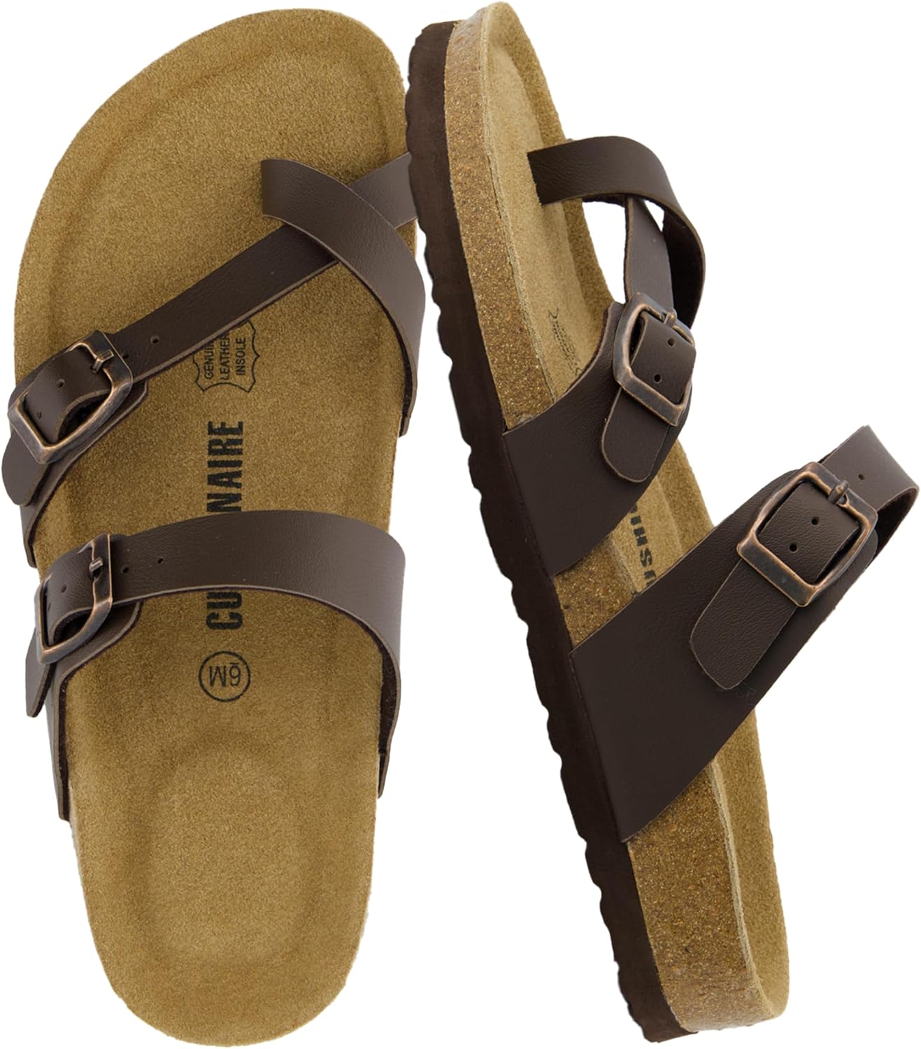 CUSHIONAIRE Women's Luna Cork Footbed Sandal for Comfort