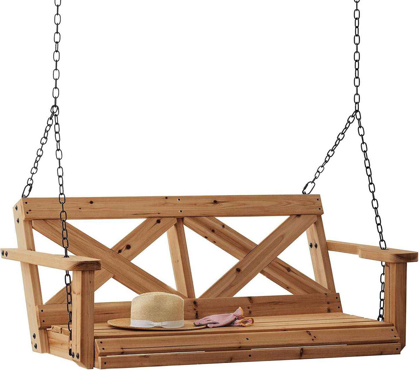 Backyard Discovery 55 in Cedar Wood Farmhouse Outdoor Swing Bench