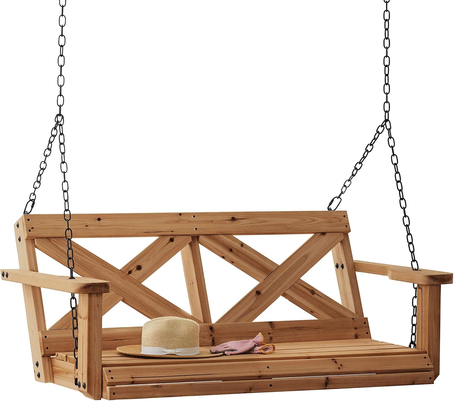 Backyard Discovery 55 in Cedar Wood Farmhouse Outdoor Swing Bench