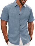 Men's Casual Short Sleeve Button Down Shirt - Lightweight Summer Fit