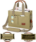 KKXIU Large Canvas Tote Bag with Zipper and Compartments
