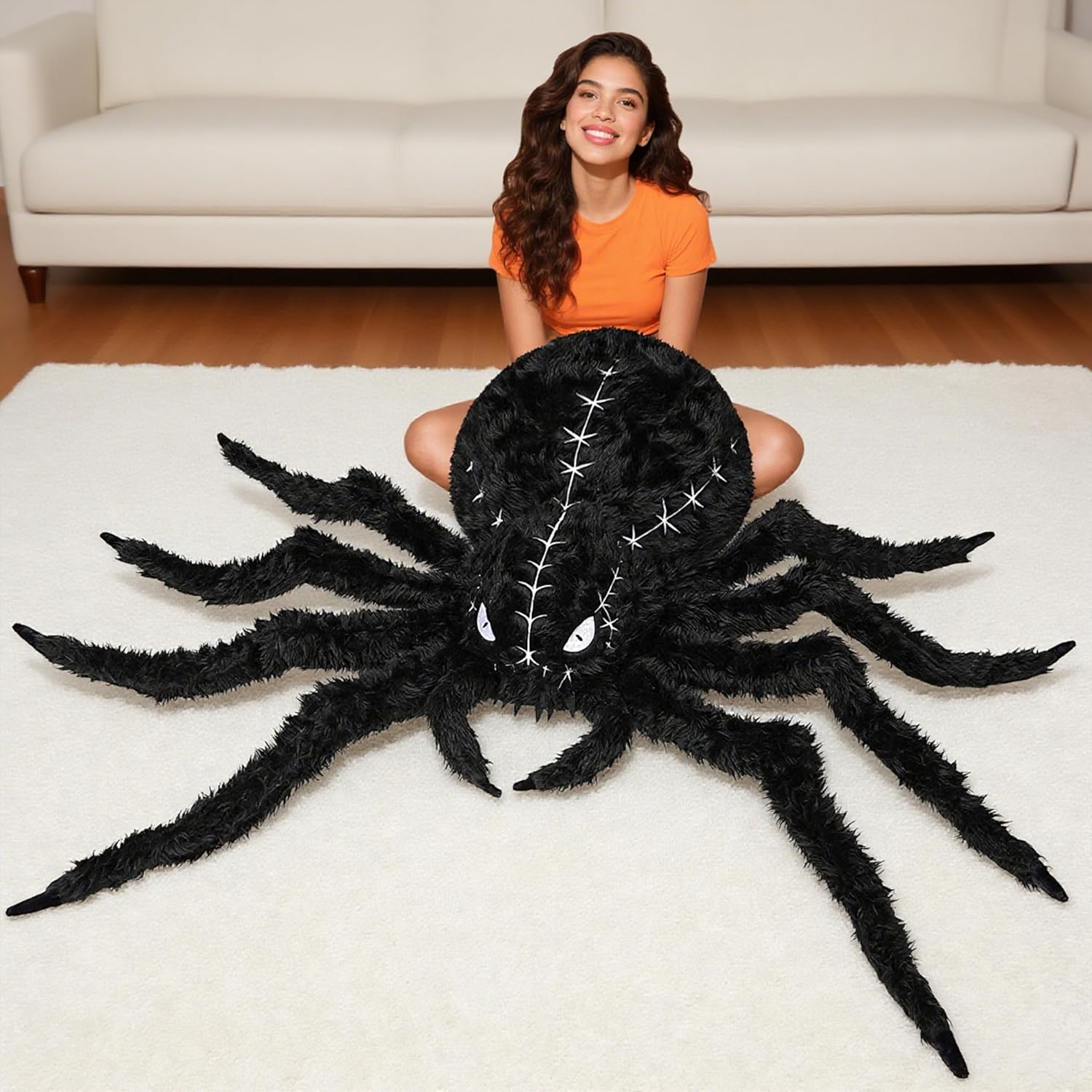 Halloween Spider Plush - 55 Inch Jumbo Soft Spider Pillow