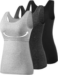 Built-In Bra Cotton Tank Tops for Women 2-3 Pack - Soft Support