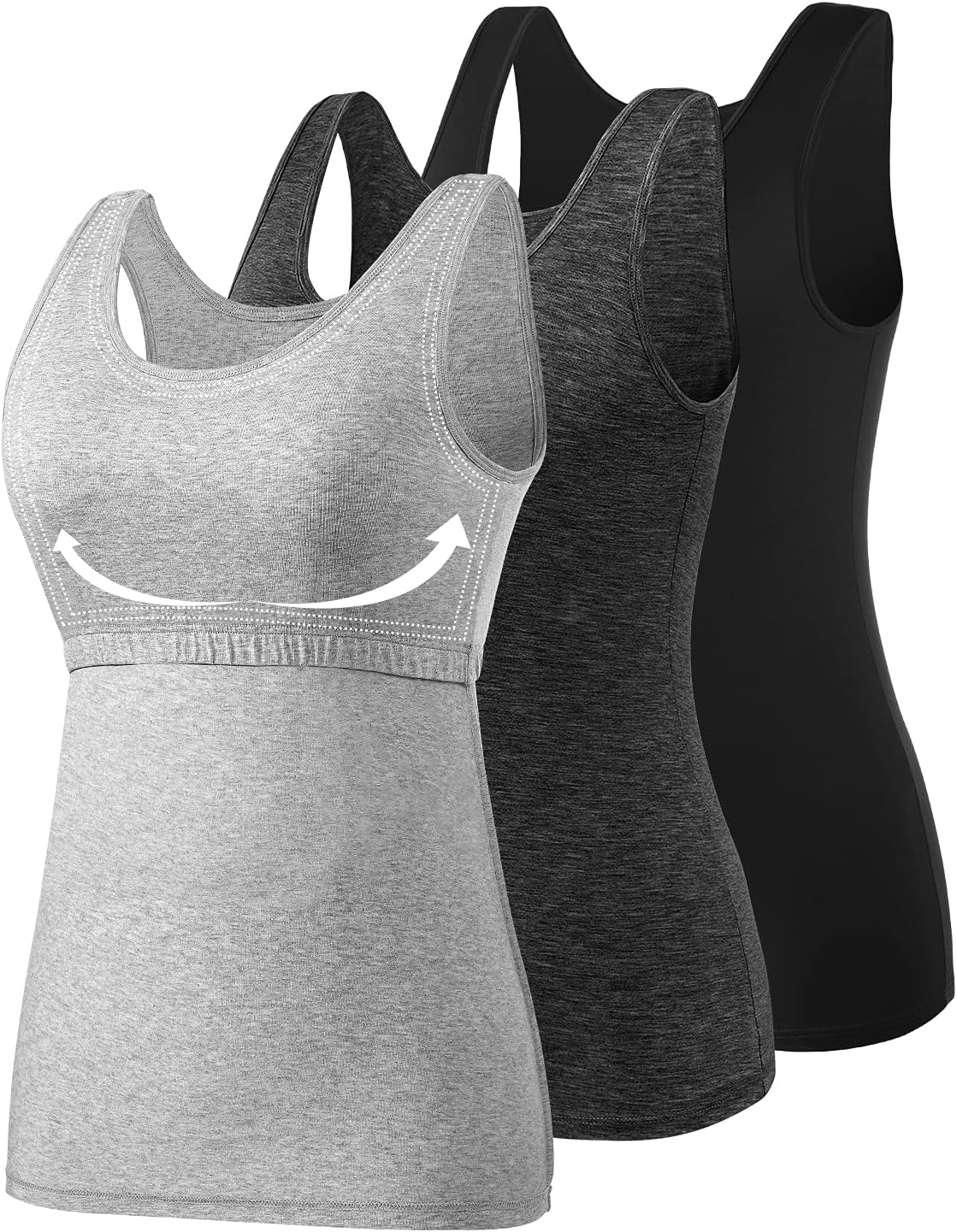 Comfortable Cotton Shelf Bra Tank Tops for Women in 2-3 Pack