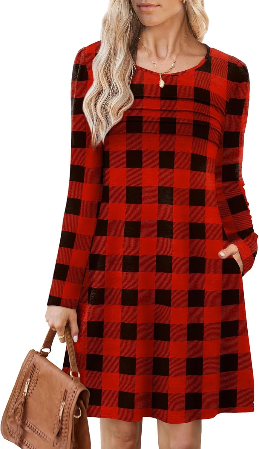 OFEEFAN Womens Long Sleeve Tunic Dress for Fall Fashion Style