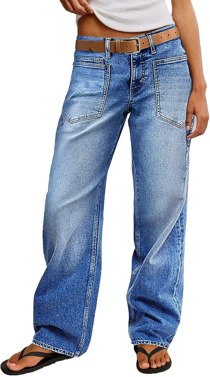 Trendy Mid Rise Stretchy Baggy Jeans for Women by Flamingals