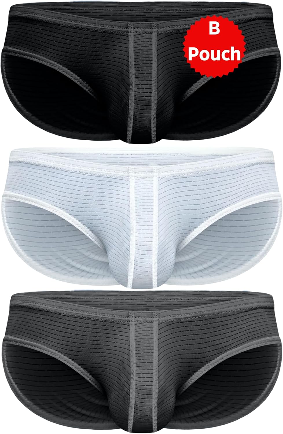 Real Men Ares-Accent Low-Rise Pouch Bikini Briefs for Comfort