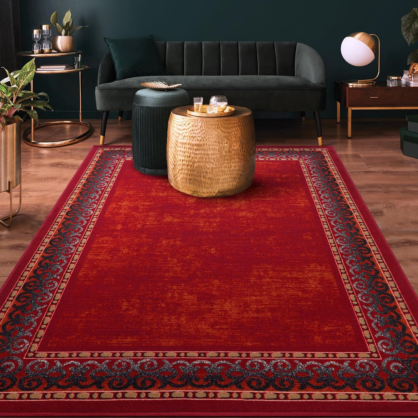 Antep Rugs Bordered Modern 5x7 Non-Slip Area Rug for Home