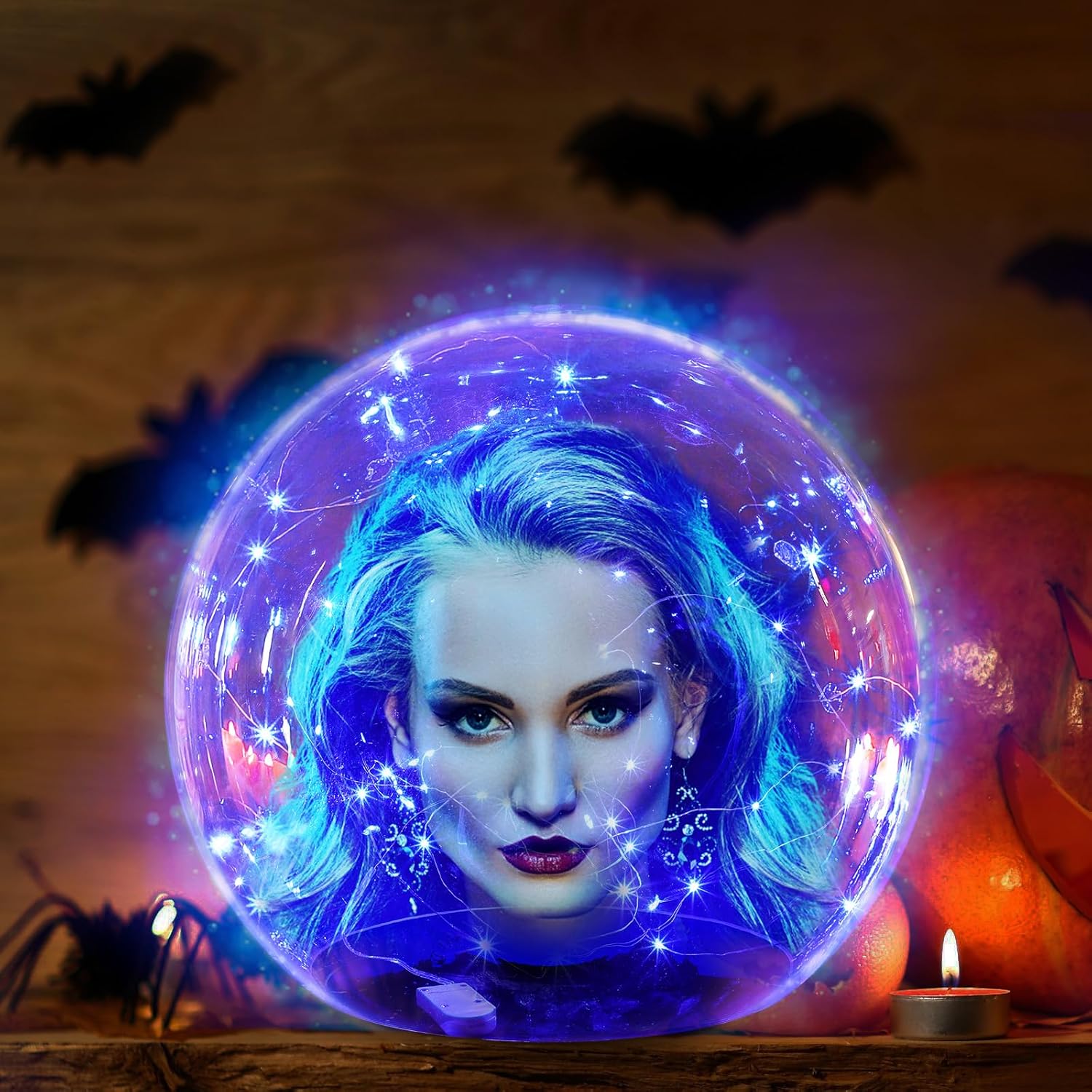 Halloween 14in Clear Acrylic Globe Decoration for Spooky Ambiance