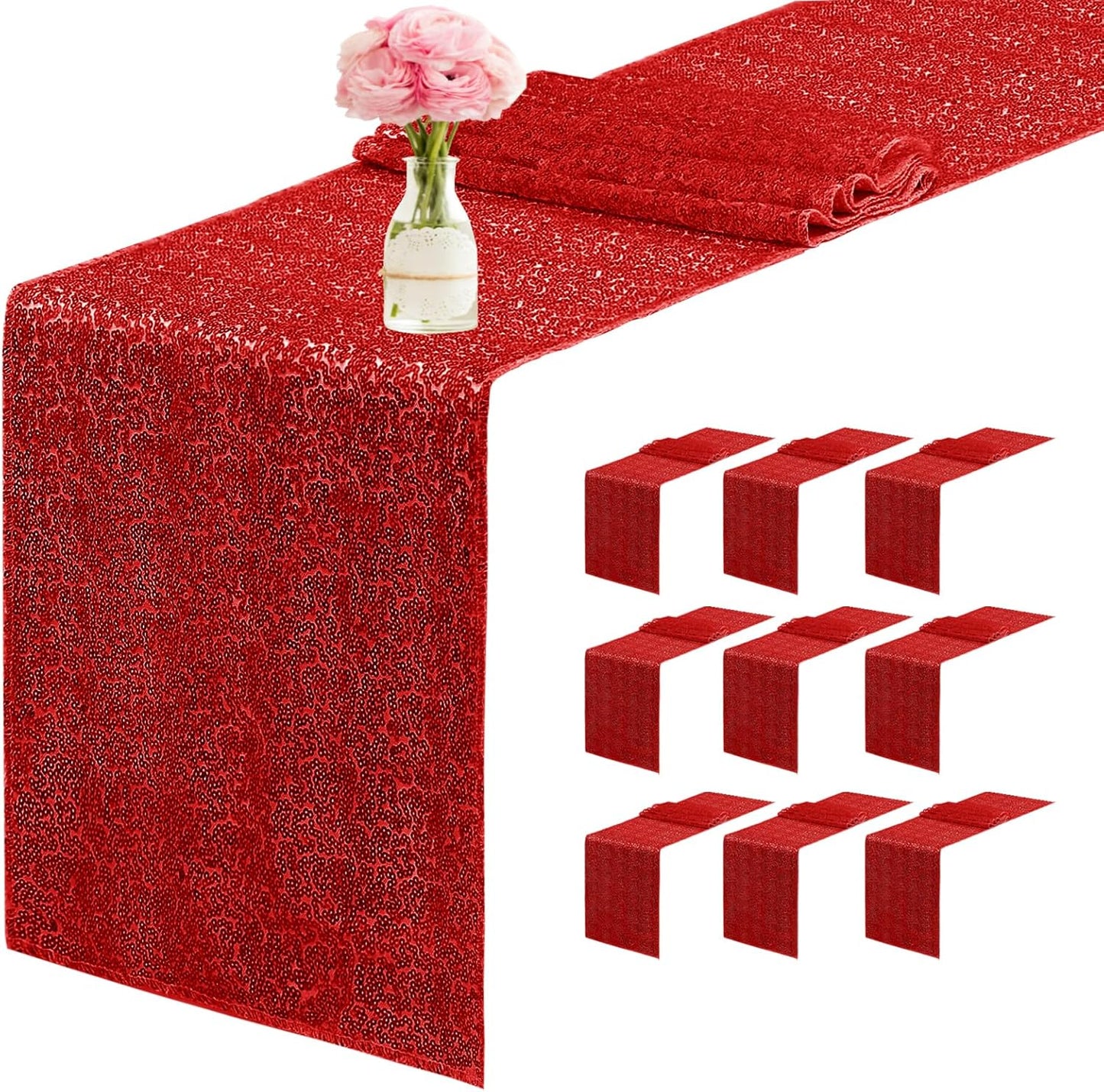 10 Packs 12 x 72 inches Sequin Table Runner for Events