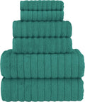 Turquoise Turkish Cotton Corduroy Ribbed 6-Piece Towel Set - Luxury