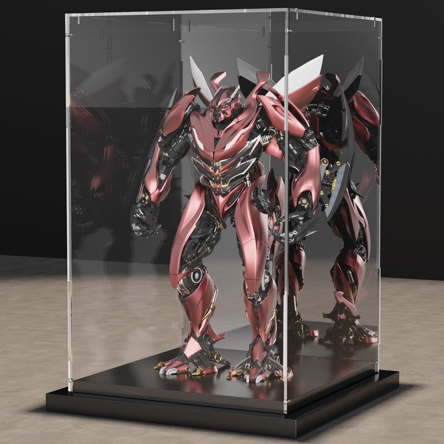 Acrylic Display Case for Collectibles with Mirror Back and Base