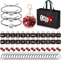 Cheerleading Gift Set 72 Pc Bulk Pack - 24 Bags, Pom Pom Keychains