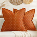 Fall Burlap Linen 24x24 Throw Pillow Covers - Rustic Textured Look