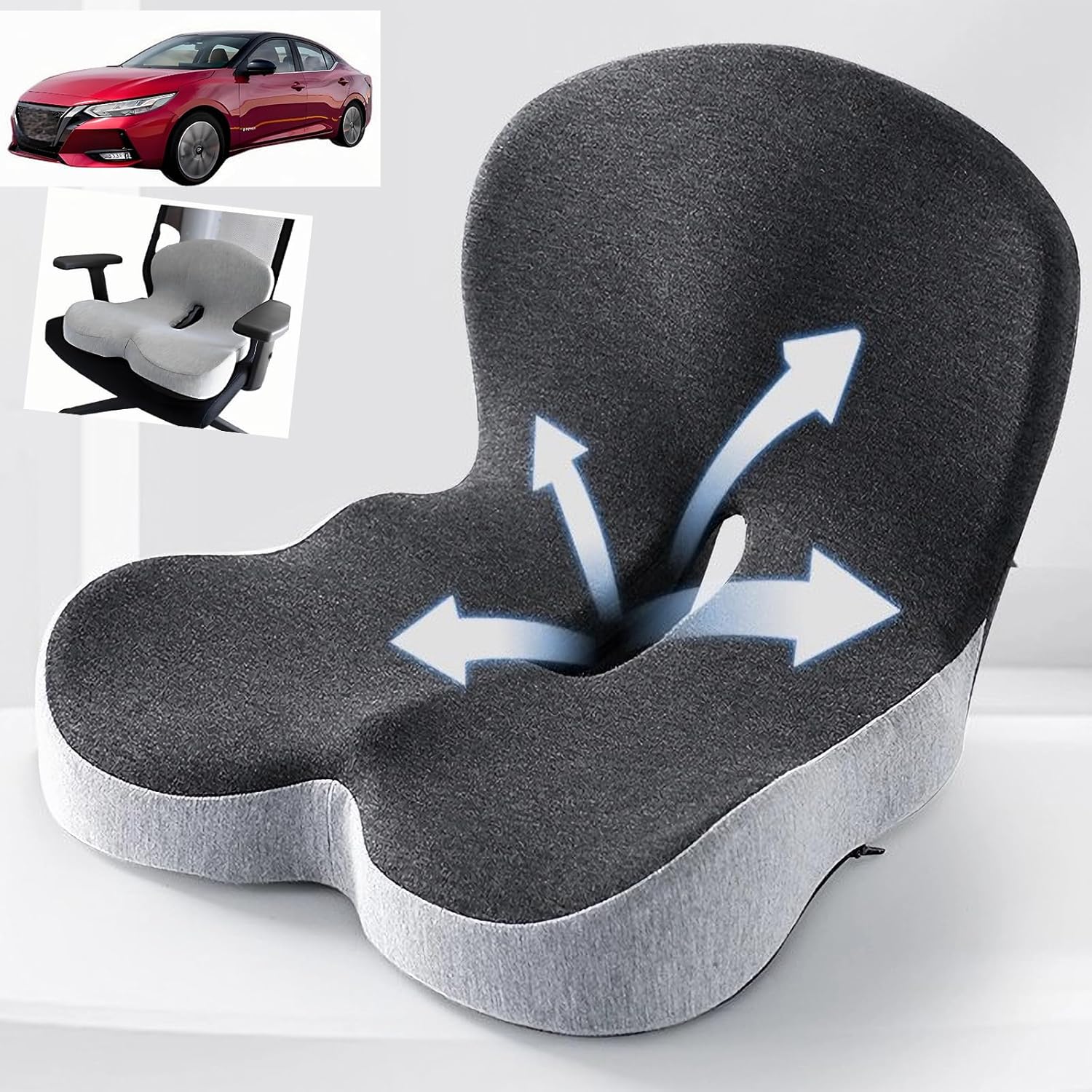 Memory Foam L-Shaped Seat Cushion for Office & Truck Drivers