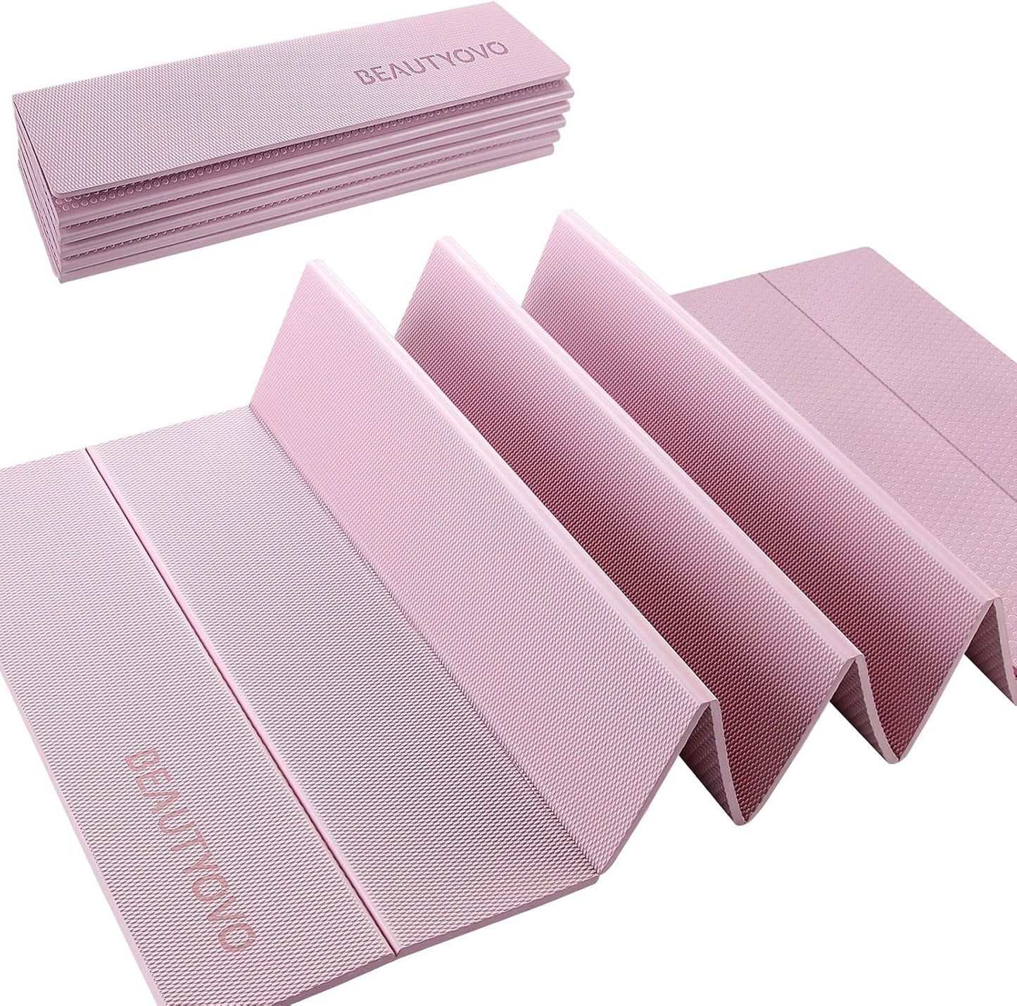 BEAUTYOVO 8mm Foldable Yoga Mat: Non-Slip & Portable