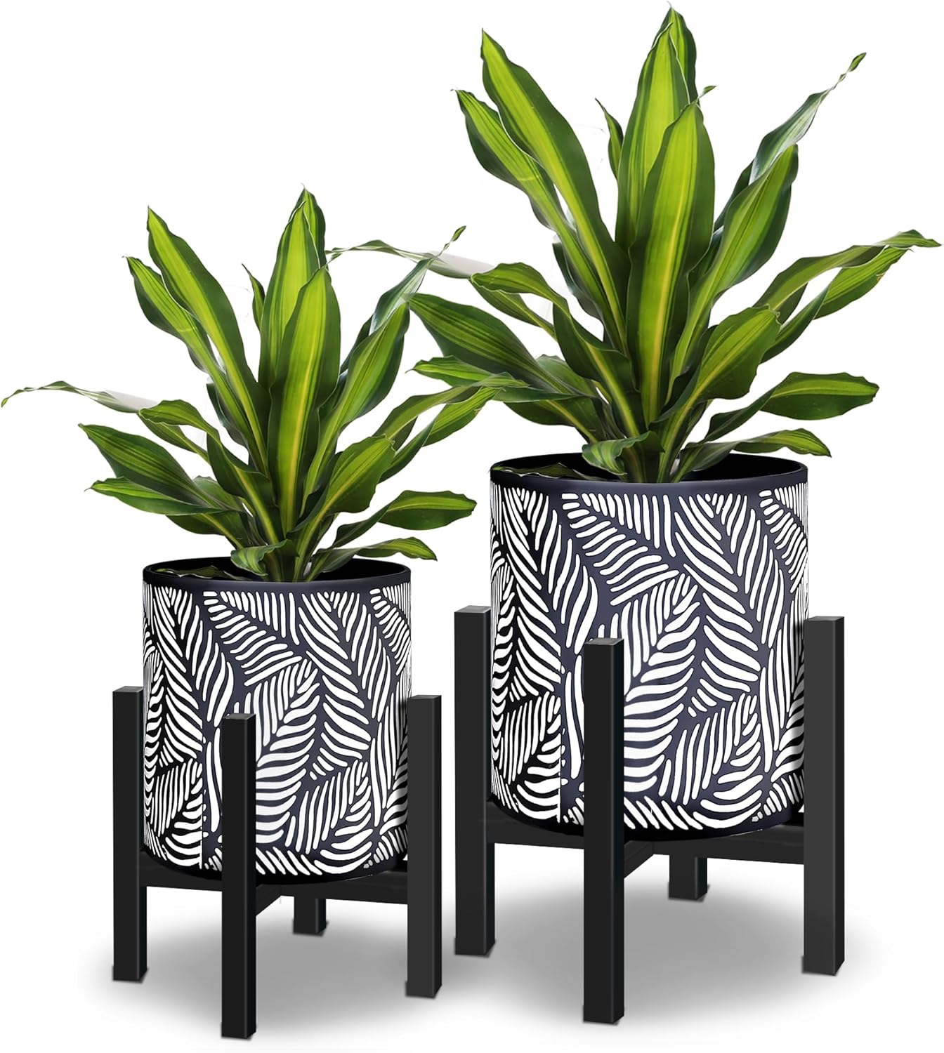 10 & 12 Inches Decorative Plant Pot Set with Stands for Home