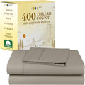 California Design Den Soft Twin Sheets Set - 400 TC Sateen Taupe