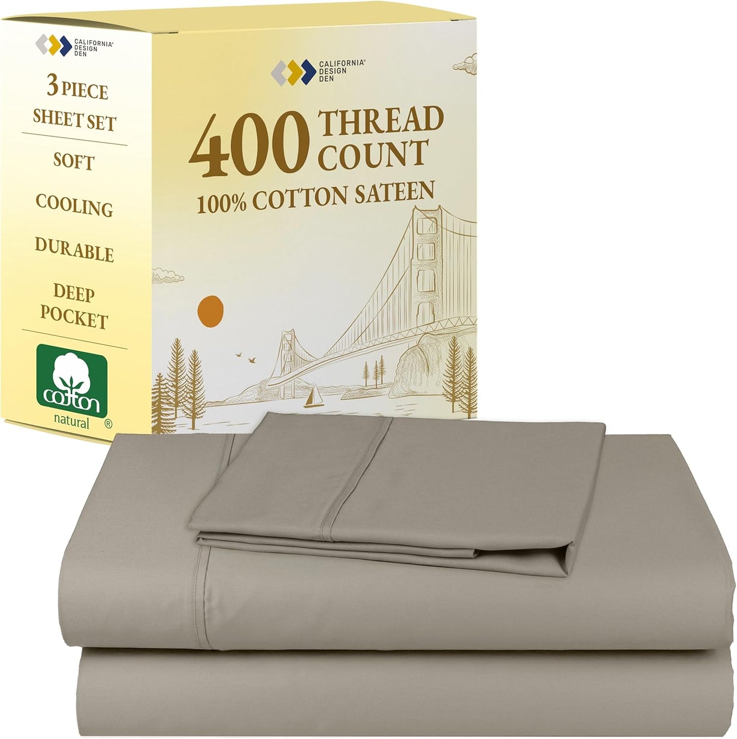 California Design Den Soft Twin Sheets Set - 400 Thread Count