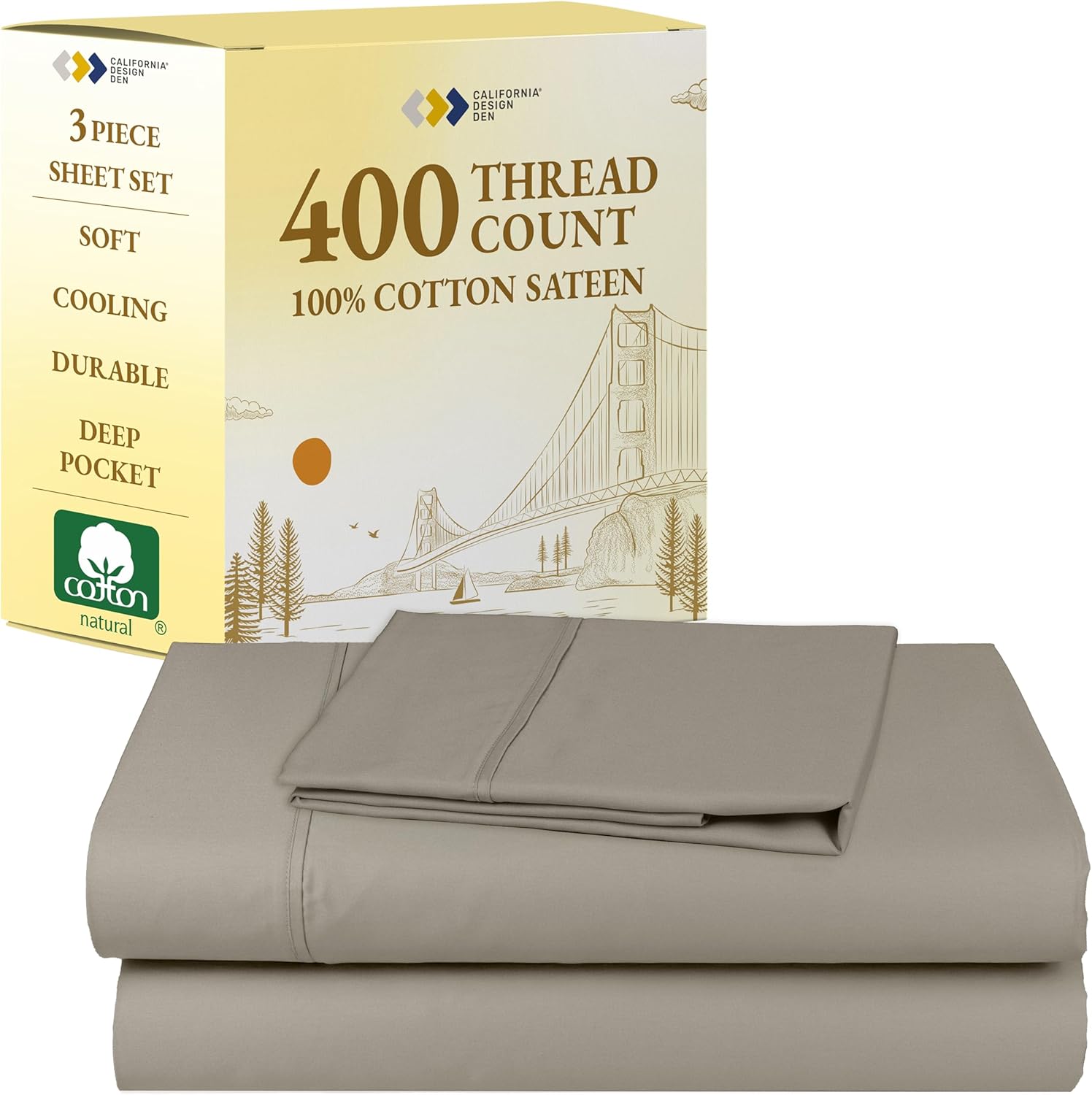 California Design Den Soft Twin Sheets Set - 400 Thread Count