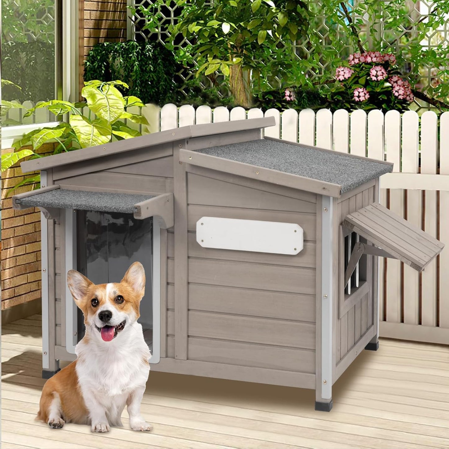 34 L Outdoor Dog House with Removable Floor for Small Dogs