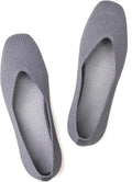 Womens Square Toe Knitted Flats - Washable Comfort Ballet Shoes