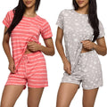 Womens Short Sleeve Pajama Short Set 2-Pack - Lightweight Comfort as