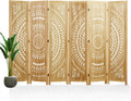 66.9in Folding Room Divider 6 Panels Wood Carved Privacy Screen - Free