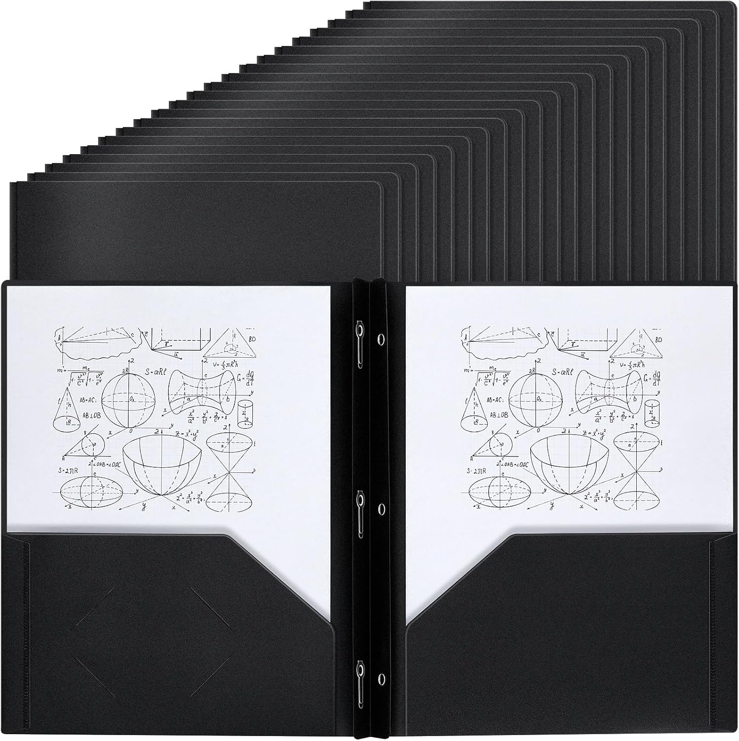 100 Pcs Plastic Pocket Folders with Prongs for Office and School