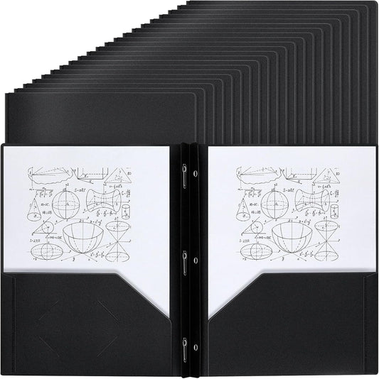 100 Pcs Plastic Pocket Folders with Prongs for Office and School