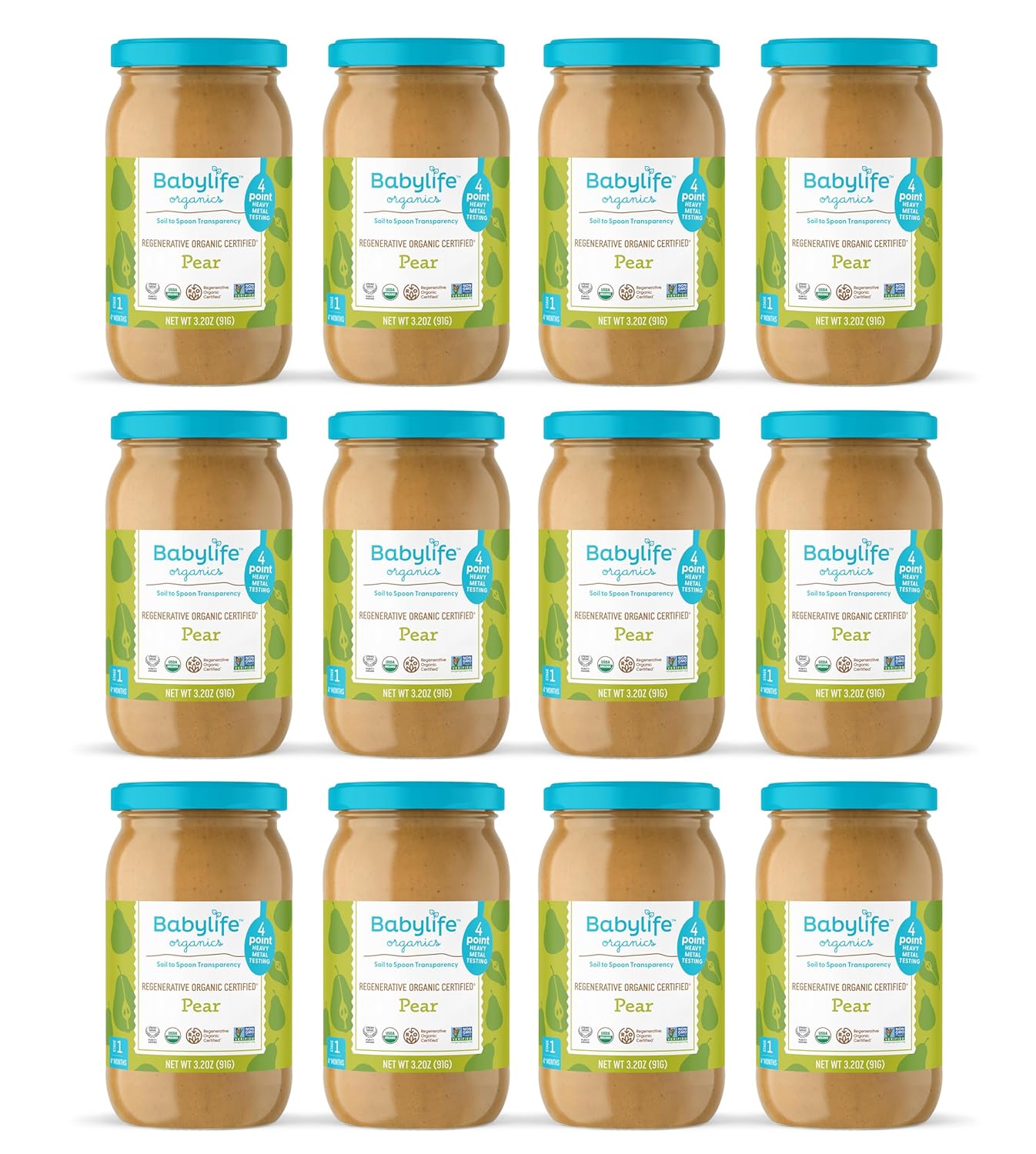Babylife Organics Stage 1 Pear Puree Baby Food - 12 Pack