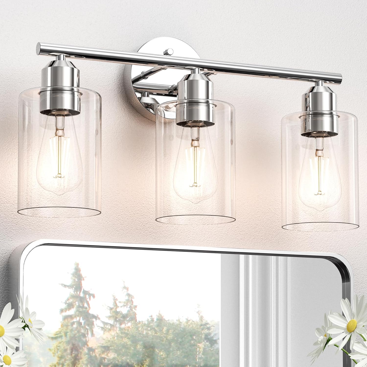 Modern Bathroom Vanity Light Fixture with Polished Chrome Finish