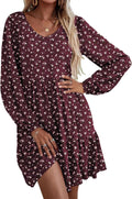 Womens Tiered Ruffle Dress V Neck Knee Length - Comfortable Fit