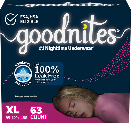 Goodnites XL Bedwetting Underwear, 63 Ct, Nighttime Protection