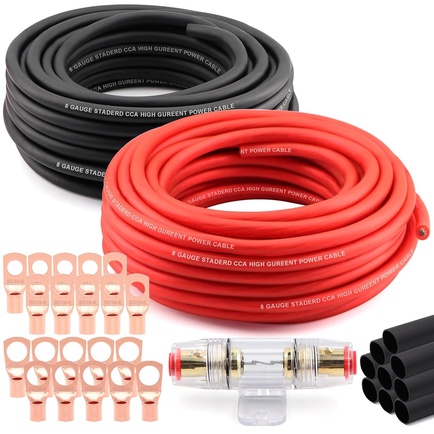 8 Gauge Wire Set for Automotive Power and Ground Connections