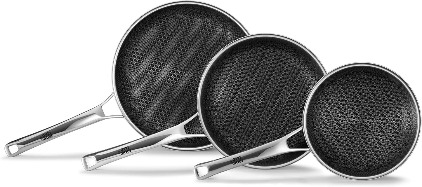 Nonstick Frying Pans Set for Cooking - 8, 10, 12 inch Skillets