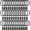 40 Pack Metal Curtain Rings with Clips 1.5 in - Smooth Glide & Heavy