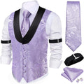 Mens Silk Paisley Vest and Accessories Set - Versatile Formal Look