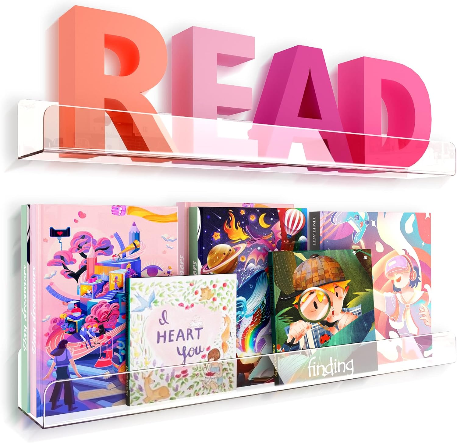 24 inches Wall Mounted Kids Bookshelf for Organized Reading