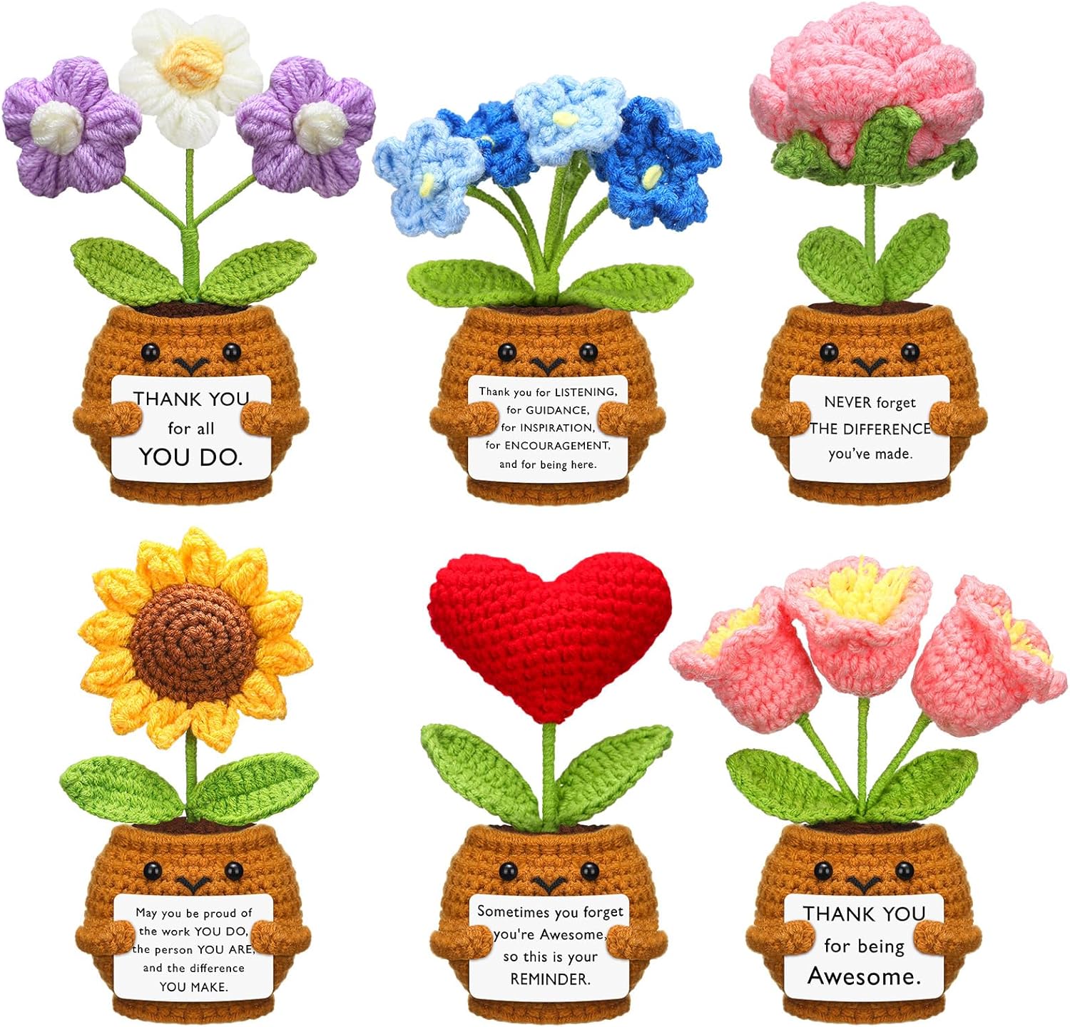 6 Pcs Employee Appreciation Gifts with Handmade Crochet Dolls