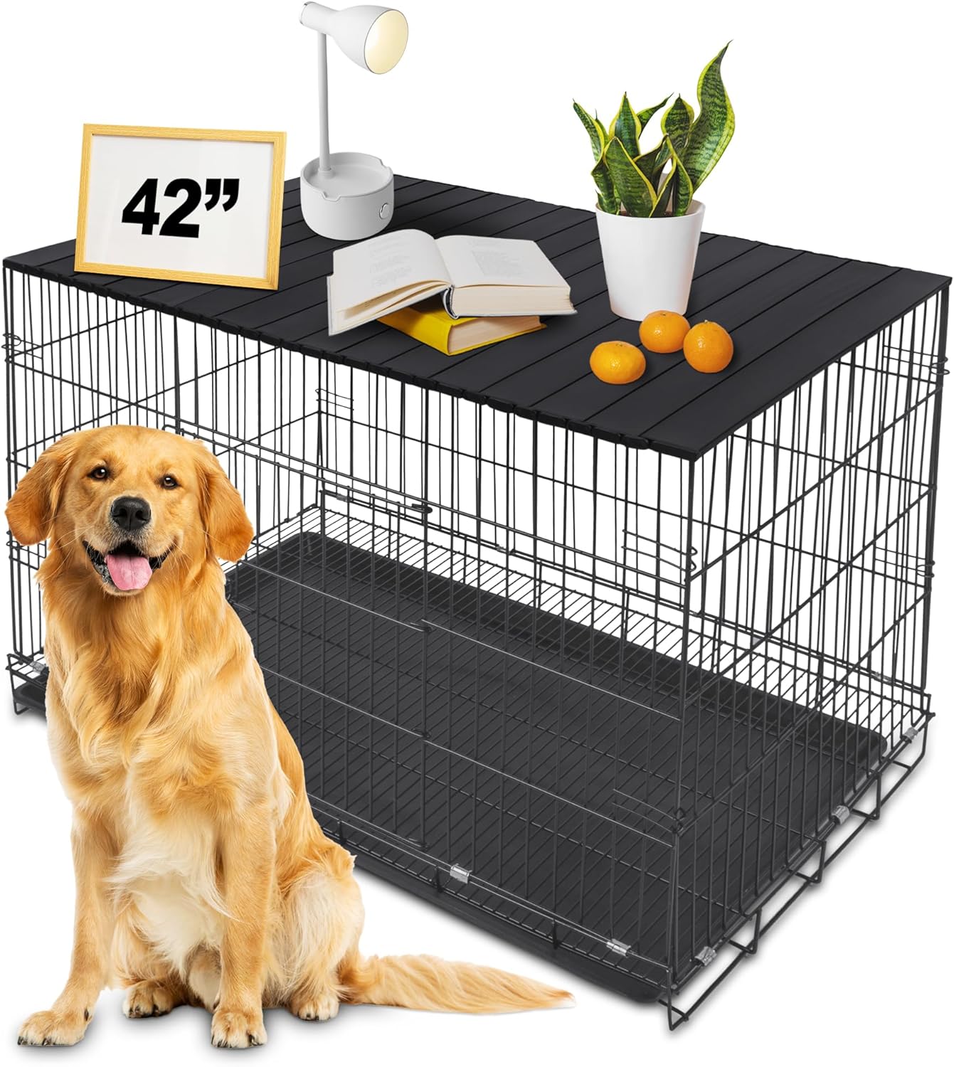 Dog Crate Topper with Magnets for 42 Inch Crate - Durable Table