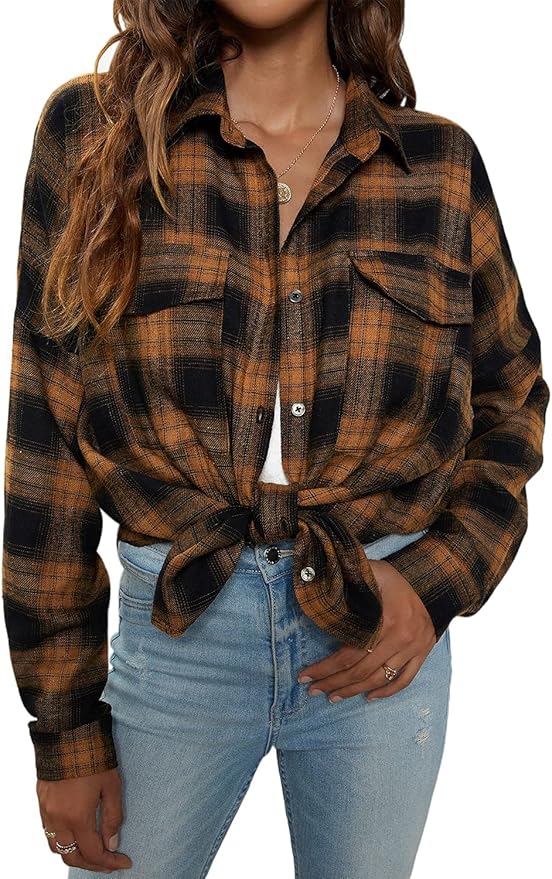 Blooming Jelly Women's Button Down Flannel Shirts for Work