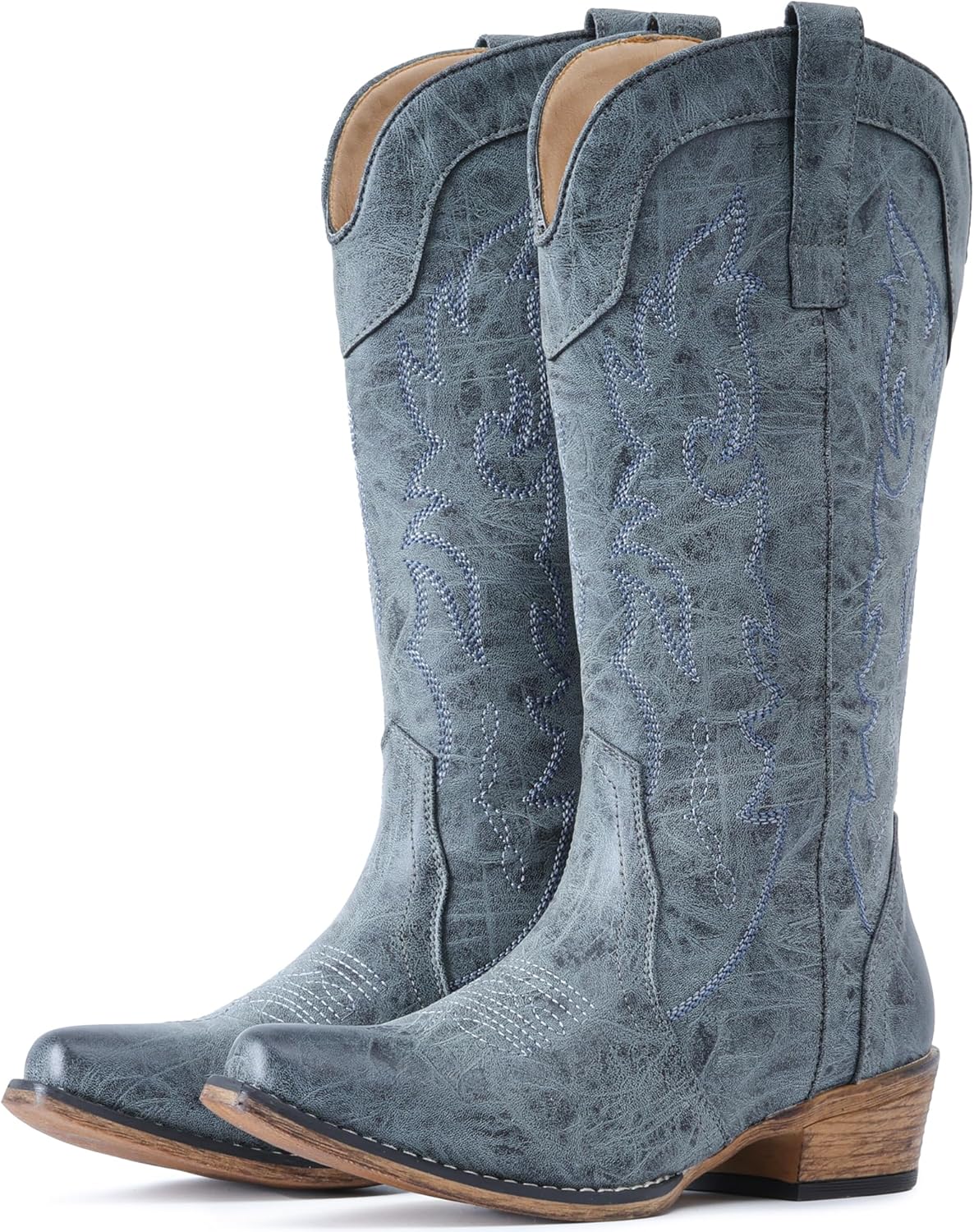 IUV Cowboy Boots for Women with Embroidery and Snip Toe Style