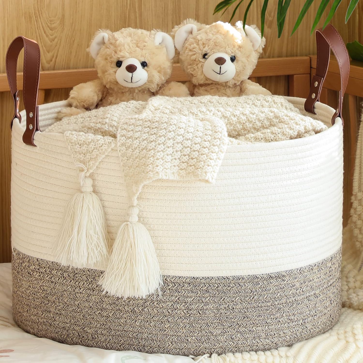 KAKAMAY Large Blanket Basket for Baby Laundry Storage